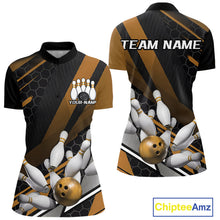Load image into Gallery viewer, Custom Yellow Bowling Team Jerseys, Striking Bowling League Quarter-Zip Shirt For Women IPHW9809