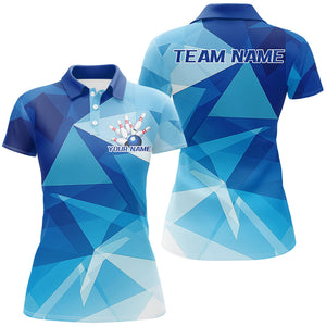 Custom Blue Ladies Bowling Shirts, Bowling League Shirt Bowling Team Jerseys With Team Name IPHW7684