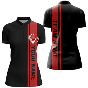 Black And Red Custom Classic Ladies Bowling Shirts, Bowling Uniform Bowling Jersey For Team IPHW7685