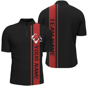 Black And Red Custom Classic Bowling Shirts For Men, Bowling Uniform Bowling Jersey For Team IPHW7685