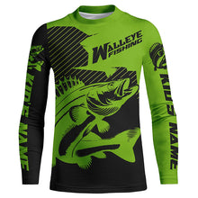 Load image into Gallery viewer, Custom Walleye Fishing Jerseys, Walleye Fishing Long Sleeve Fishing Tournament Shirts | Green IPHW5728