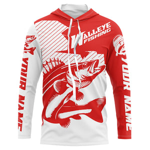 Custom Walleye Fishing Jerseys, Walleye Fishing Long Sleeve Fishing Tournament Shirts | Red IPHW5729