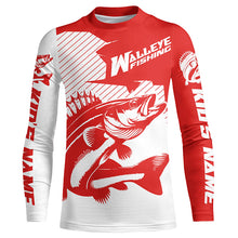 Load image into Gallery viewer, Custom Walleye Fishing Jerseys, Walleye Fishing Long Sleeve Fishing Tournament Shirts | Red IPHW5729