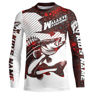 Custom Walleye Fishing Jerseys, Walleye Fishing Long Sleeve Fishing Tournament Shirts | Red Camo IPHW5732