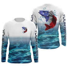 Load image into Gallery viewer, American Flag Walleye Long Sleeve Fishing Shirts, Custom Patriotic Walleye Tournament Fishing Shirts IPHW5735