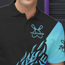 Load image into Gallery viewer, Black And Blue Custom Strike Bowling Polo Shirts For Men, Bowling Team Shirt Bowler Outfit IPHW8822