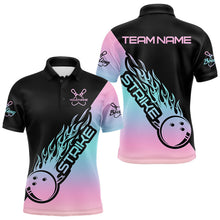 Load image into Gallery viewer, Blue And Pink Custom Strike Bowling Polo Shirts For Men, Bowling Team Shirt Bowler Outfit IPHW8823