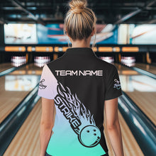 Load image into Gallery viewer, Green And Purple Custom Strike Bowling Womens Polo Shirts, Bowling Team Shirt Bowler Outfit IPHW8824