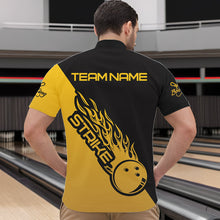 Load image into Gallery viewer, Black And Golden Custom Strike Bowling Quarter-Zip Shirts For Men, Bowling Team Shirt Bowler Outfit IPHW8825