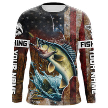 Load image into Gallery viewer, Custom Walleye Long Sleeve Fishing Shirts For Men, Patriotic Amerian Flag Walleye Fishing Shirt IPHW6891