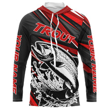 Load image into Gallery viewer, Black And Red Trout Fishing Jerseys, Custom Trout Long Sleeve Performance Fishing Shirts IPHW6896