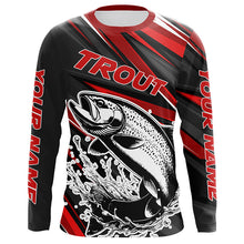 Load image into Gallery viewer, Black And Red Trout Fishing Jerseys, Custom Trout Long Sleeve Performance Fishing Shirts IPHW6896