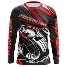 Load image into Gallery viewer, Black And Red Striped Bass Fishing Jerseys, Custom Striper Long Sleeve Performance Fishing Shirts IPHW6897