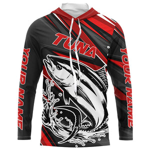 Black And Red Tuna Fishing Jerseys, Custom Tuna Long Sleeve Performance Fishing Shirts IPHW6898