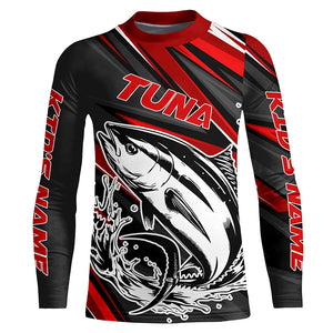 Black And Red Tuna Fishing Jerseys, Custom Tuna Long Sleeve Performance Fishing Shirts IPHW6898