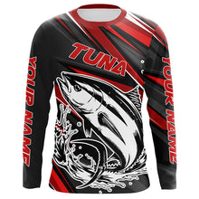 Load image into Gallery viewer, Black And Red Tuna Fishing Jerseys, Custom Tuna Long Sleeve Performance Fishing Shirts IPHW6898