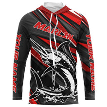 Load image into Gallery viewer, Black And Red Marlin Fishing Jerseys, Custom Marlin Long Sleeve Performance Fishing Shirts IPHW6900