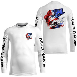 Custom Patriotic American Flag Bass Fishing Shirts, Bass Fishing Tournament Jerseys IPHW6901