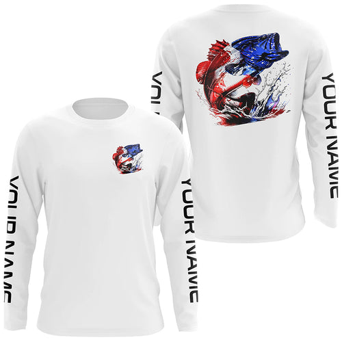 Custom Patriotic American Flag Bass Fishing Shirts, Bass Fishing Tournament Jerseys IPHW6901