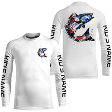 Load image into Gallery viewer, Custom Patriotic American Flag Striped Bass Fishing Shirts, Striper Fishing Tournament Jerseys IPHW6903