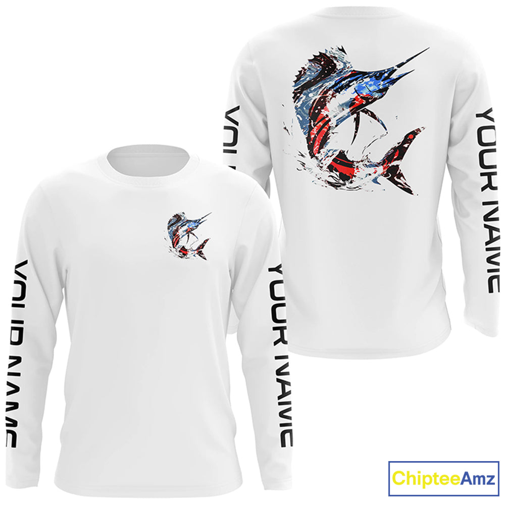 Custom Patriotic American Flag Sailfish Fishing Shirts, Sailfish Fishing Tournament Jerseys IPHW6904