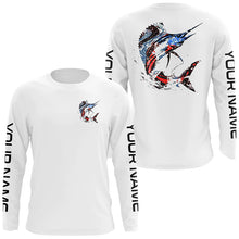 Load image into Gallery viewer, Custom Patriotic American Flag Sailfish Fishing Shirts, Sailfish Fishing Tournament Jerseys IPHW6904