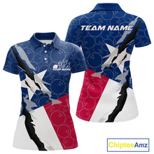 Load image into Gallery viewer, Custom Bowling Pattern Texeas Bowling Polo Shirts For Women, Texas Bowling League Shirt IPHW9630