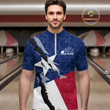 Load image into Gallery viewer, Custom Bowling Pattern Texeas Bowling Quarter-Zip Shirts For Men, Texas Bowling League Shirt IPHW9630