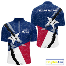 Load image into Gallery viewer, Custom Bowling Pattern Texeas Bowling Quarter-Zip Shirts For Men, Texas Bowling League Shirt IPHW9630