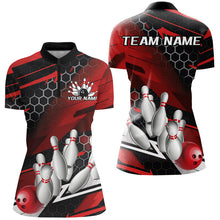 Load image into Gallery viewer, Black And Red Custom Bowling Team Jerseys, Bowling League Shirts For Women, Bowlers Outfits IPHW7687