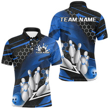 Load image into Gallery viewer, Black And Blue Custom Bowling Team Jerseys, Bowling League Shirts For Men, Bowlers Outfits IPHW7688