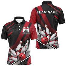 Load image into Gallery viewer, Black And Red Custom Bowling Team Jerseys, Bowling League Shirts For Men, Bowlers Outfits IPHW7690