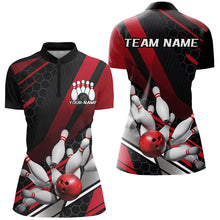 Load image into Gallery viewer, Black And Red Custom Bowling Team Jerseys, Bowling League Shirts For Women, Bowlers Outfits IPHW7690