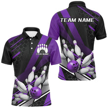 Load image into Gallery viewer, Black And Purple Custom Bowling Team Jerseys, Bowling League Shirts For Men, Bowlers Outfits IPHW7691