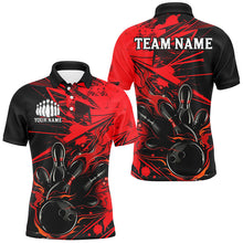 Load image into Gallery viewer, Black And Red Custom Flame Bowling Shirts For Men, Bowling Team Uniform Bowler Outfits IPHW7692