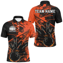 Load image into Gallery viewer, Black And Orange Custom Flame Bowling Shirts For Men, Bowling Team Uniform Bowler Outfits IPHW7693