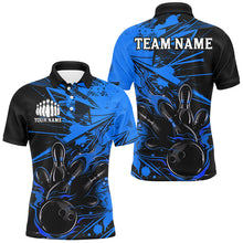 Load image into Gallery viewer, Black And Blue Custom Flame Bowling Shirts For Men, Bowling Team Uniform Bowler Outfits IPHW7694