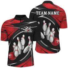 Load image into Gallery viewer, Black And Red Custom Bowling Team Shirts For Men, Bowling League Shirt Bowlers Outfits IPHW7698