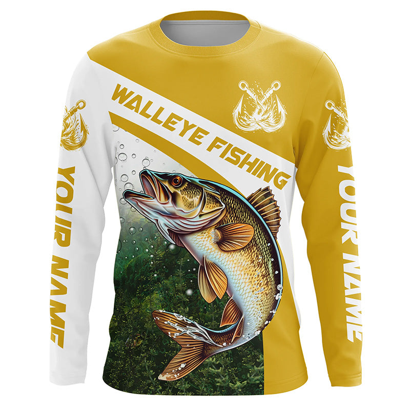 Walleye Fishing Custom Long Sleeve Fishing Shirts, Walleye