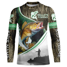 Load image into Gallery viewer, Personalized Walleye Uv Protection Long Sleeve Fishing Shirts, Walleye Tournament Fishing Shirts IPHW5744