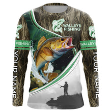 Load image into Gallery viewer, Personalized Walleye Uv Protection Long Sleeve Fishing Shirts, Walleye Tournament Fishing Shirts IPHW5744