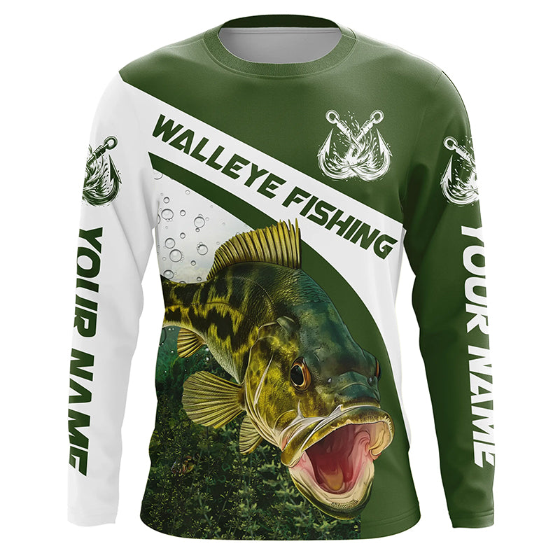 Walleye Fishing Custom Long Sleeve Fishing Shirts, Walleye