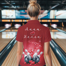 Load image into Gallery viewer, Custom Red Valentine Bowling Quarter-Zip Shirts For Women, Couple Bowling Outfits  IPHW8348