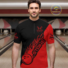Load image into Gallery viewer, Custom Bowling Shirts For Men And Women, Bowling Team Shirts Bowling Strike | Black And Red IPHW3944