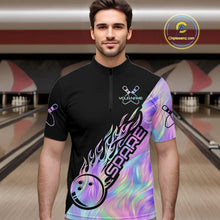 Load image into Gallery viewer, Custom Holographic Flame Spare Bowling Men Shirts, Bowling Team League Jerseys IPHW10688