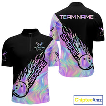 Load image into Gallery viewer, Custom Holographic Flame Spare Bowling Men Shirts, Bowling Team League Jerseys IPHW10688