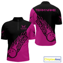 Load image into Gallery viewer, Custom Black And Pink Flame Spare Bowling Men Shirts, Bowling Team League Jerseys IPHW10691