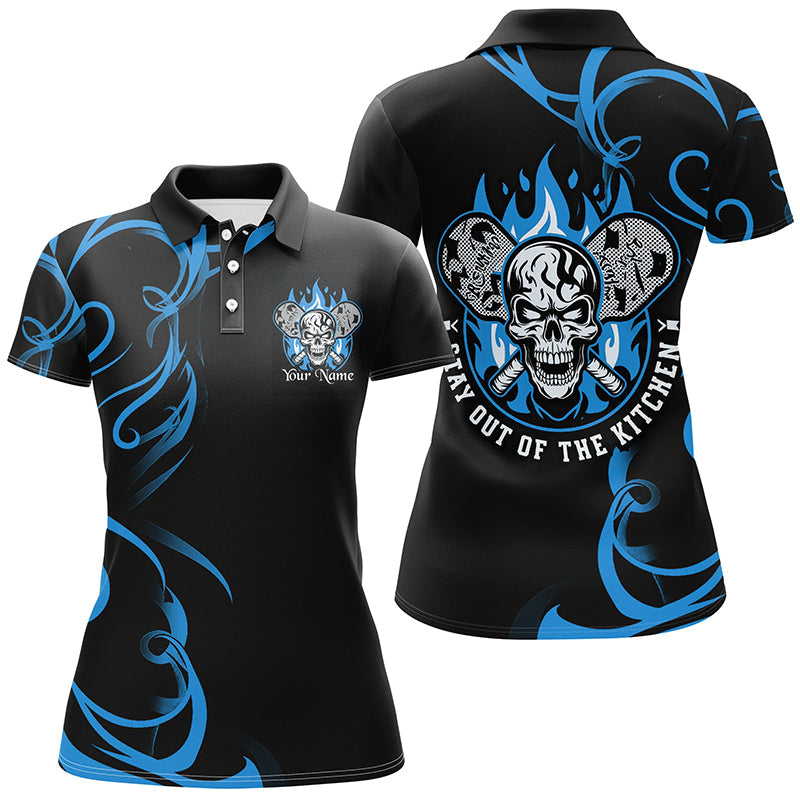 Custom Flame Skull Pickleball Polo Shirts For Women's 