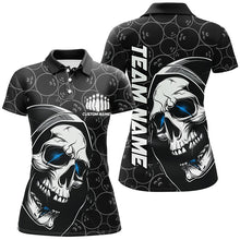 Load image into Gallery viewer, Custom Halloween Skull Bowling Shirts For Women, Personalized Bowling League Shirts | Blue IPHW7078