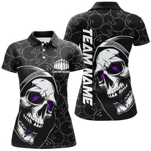 Load image into Gallery viewer, Custom Halloween Skull Bowling Shirts For Women, Personalized Bowling League Shirts | Purple IPHW7079